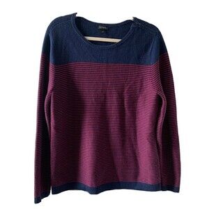 Talbots Size Large Multicolor Nautical Stripe Cashmere Blend Pullover Sweater
